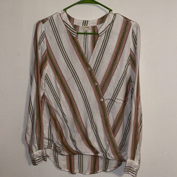 🌹EN CRÈME V NECK RAYON STRIPED BLOUSE - Picture 3 of 8
